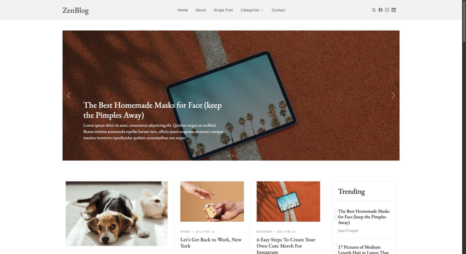 ZenBlog design preview